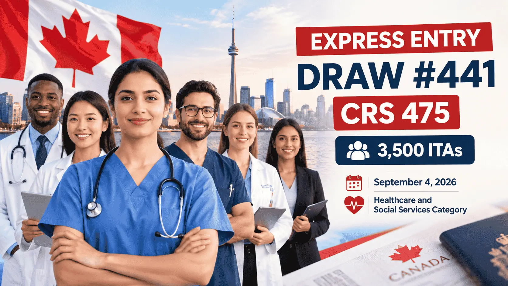 Express Entry Draw 441 invites 3,500 healthcare workers at CRS 475